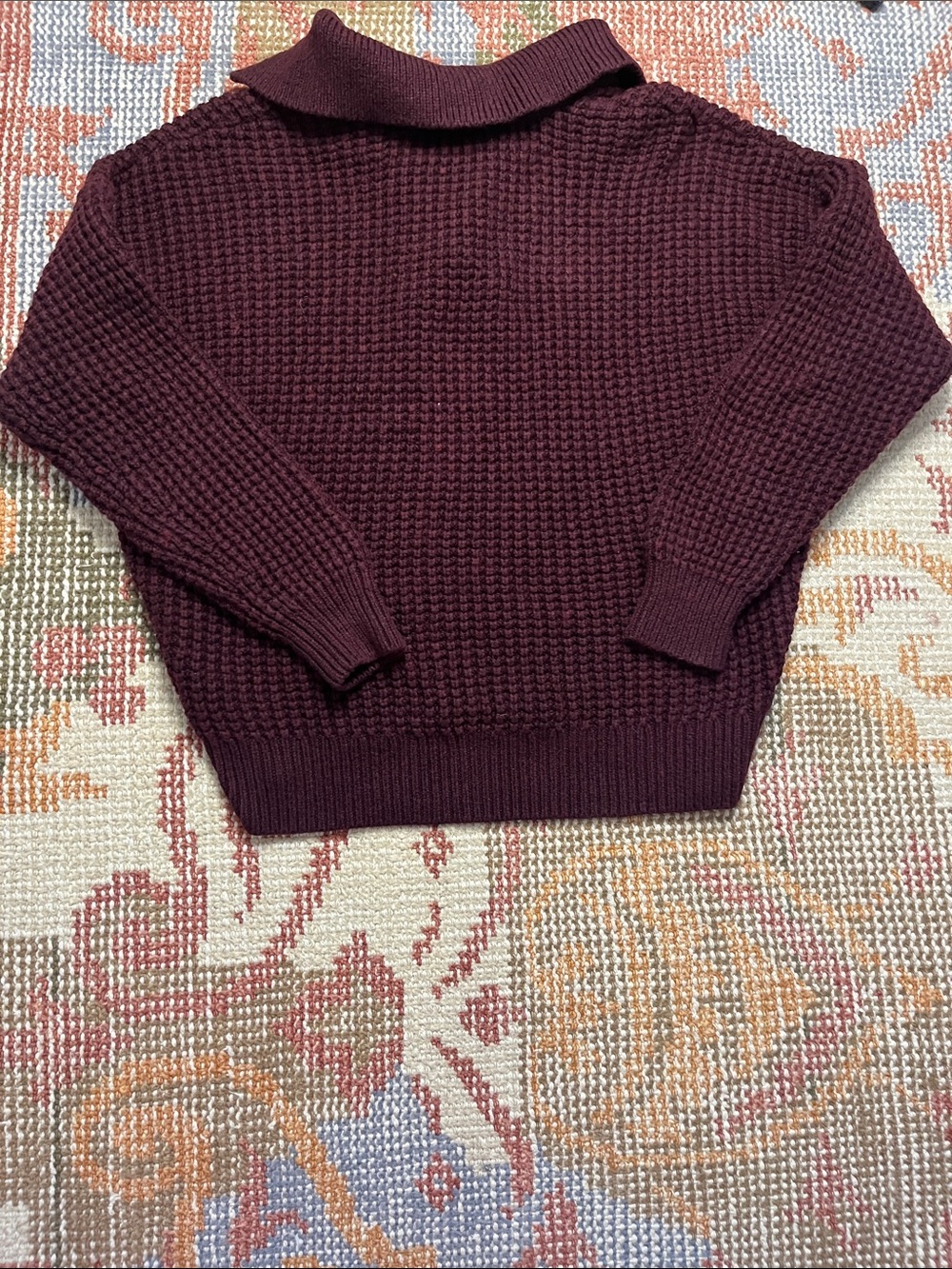 Madewell Waffle Knit Henley Sweater Heather Currant Cotton Size S - Picture 8 of 8